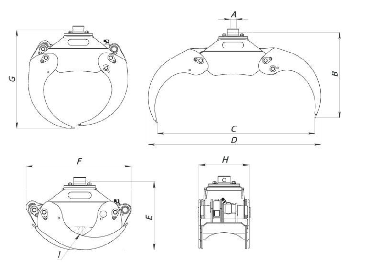 Чертежи горыныч. Грейферный захват для бревен чертеж. Грейферный захват чертеж. Чертеж грейферного захвата для леса. Чертеж с размерами грейферного захвата для леса.